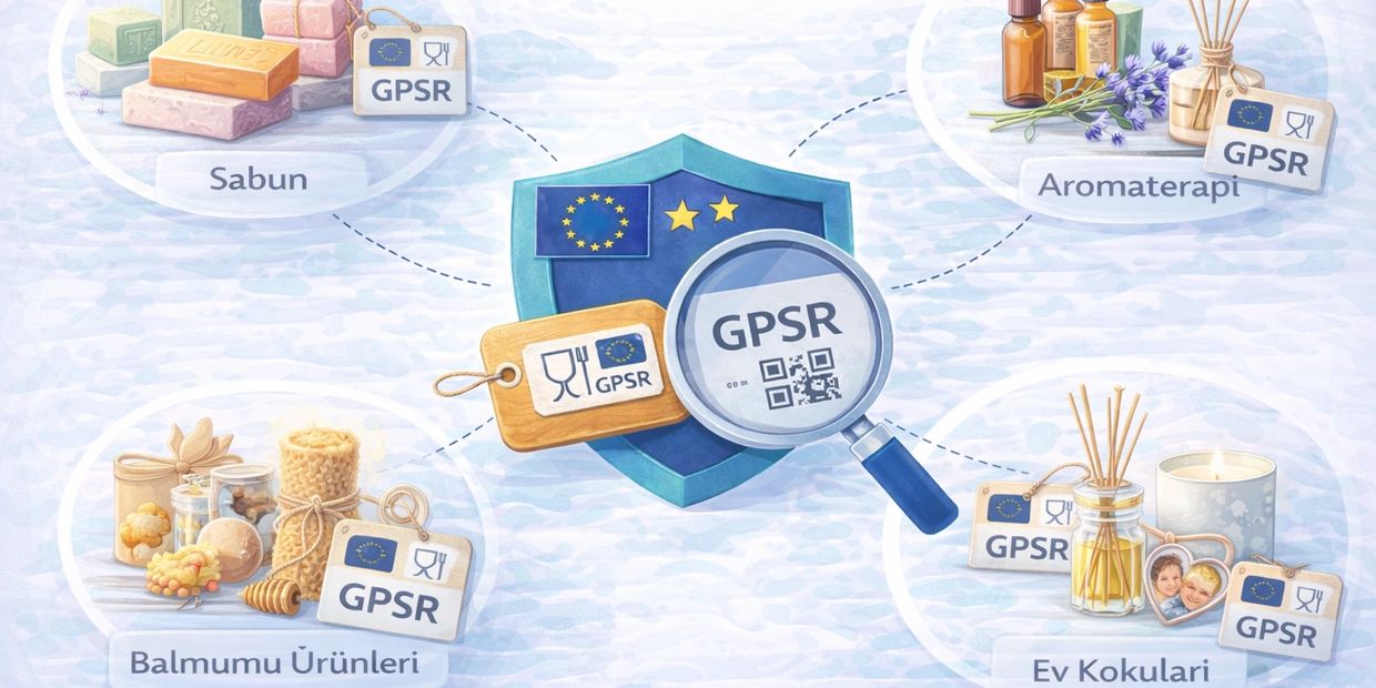 Sabun, balmumu ürünleri, aromaterapi ve ev kokuları için GPSR kapsamında ürün güvenliği görseli