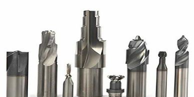 Set of various metal cutting drill bits.