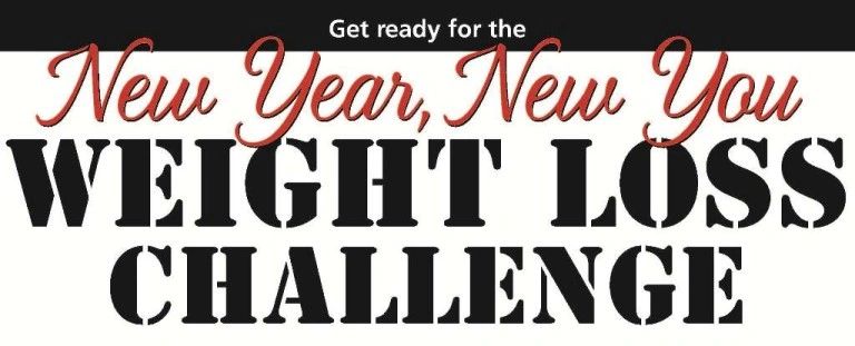 Promotional banner for a New Year weight loss challenge.