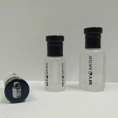 Frosted printed attar bottles with name & logo printed in black ink | Wholesale Attar Bottle