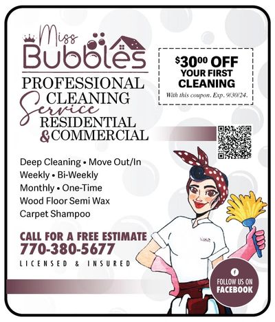 Cleaning in Cumming Miss Bubbles Residential Professional  
exclusive coupons only here