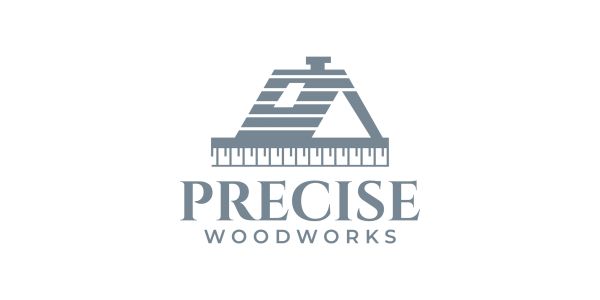 Logo of Precise Woodworks featuring a stylized plane and ruler.