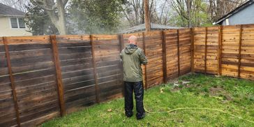 Fence cleaning and power washing near Butler University. Eco-friendly products on all fence and deck.