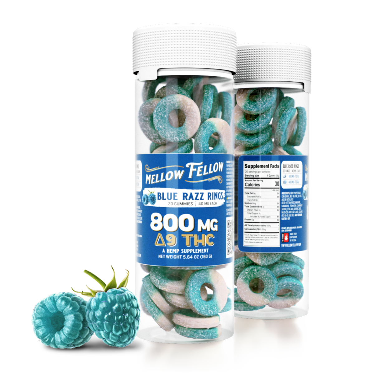 Mellow Fellow Delta 9 THC Blue Razz Rings 800mg