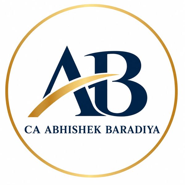 Logo of CA Abhishek Baradiya with stylized initials AB.