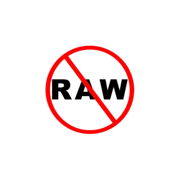 No RAW images allowed symbol with a red circle and slash.