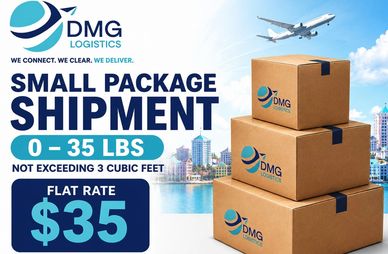Shipping ad for small packages up to 35 lbs.