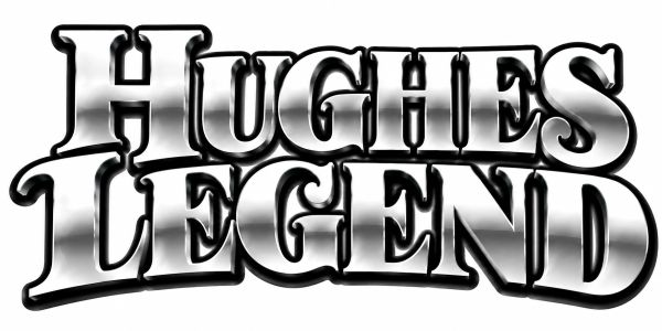Metallic styled text reading 'HUGHES LEGEND'.