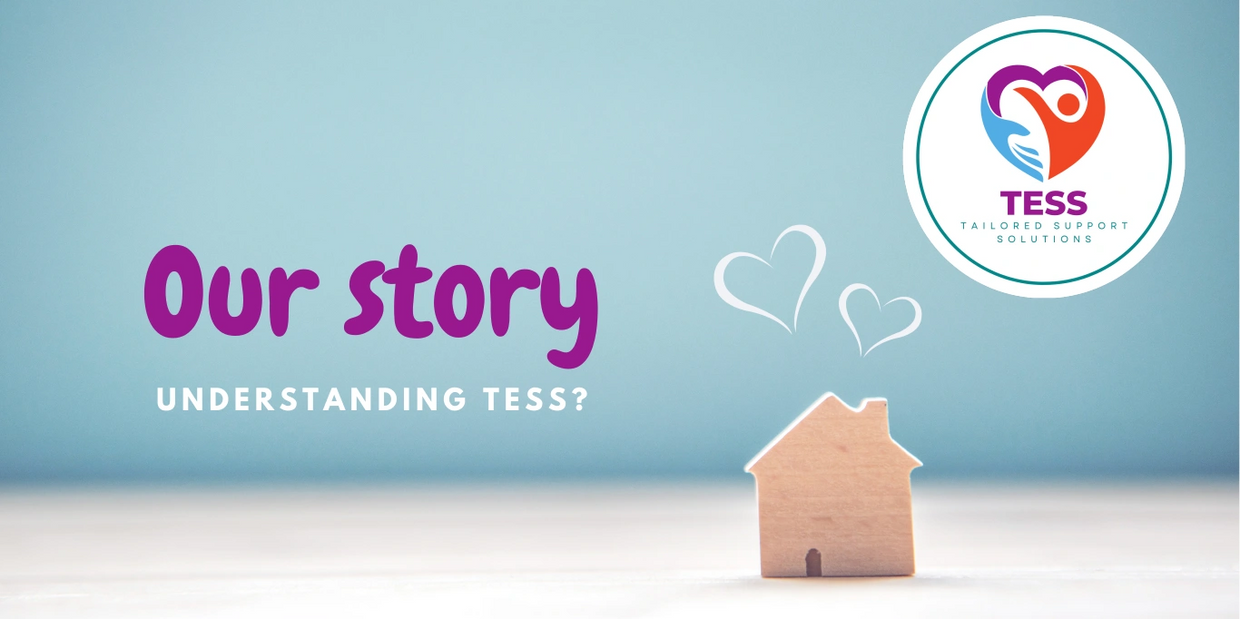Our story - Understanding Tess. A house blowing out smoke form a chimney in the shape of hearts