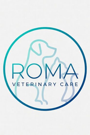 Logo for Roma Veterinary Care with dog and cat outlines.
