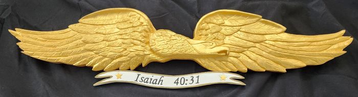 24 ct gold leaf. 30" long. Hand carved from Poplar.