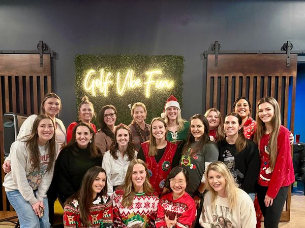 Ladies at golf simulator