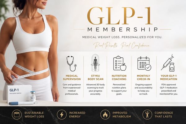 GLP-1 Membership offers personalized medical weight loss with professional support and medication.