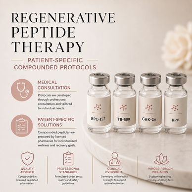 Regenerative peptide therapy with patient-specific compounded protocols.