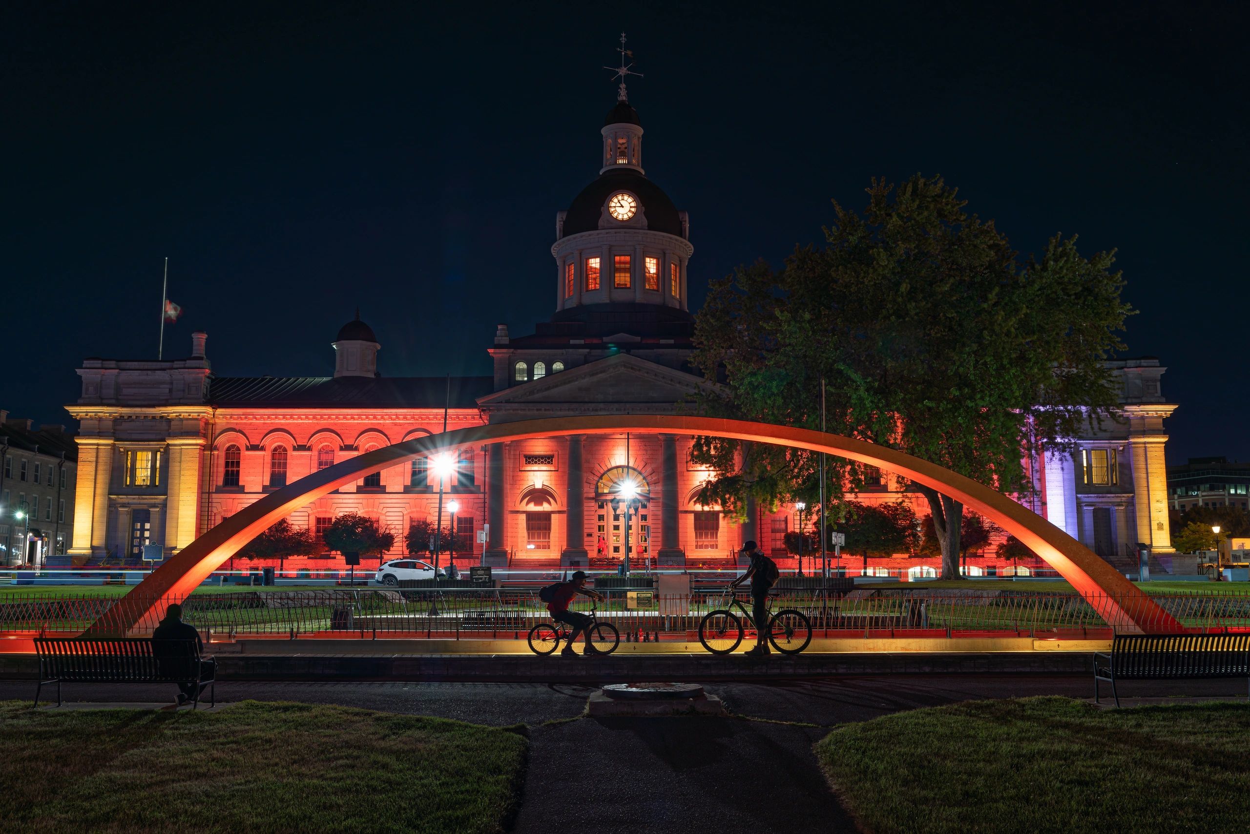 City Hall in orange light to show support for indigenous people and the 150 unmarked graves found