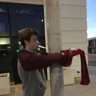 Matt leaving scarves for anyone who may be cold with our Warm-Up Arizona drive for the homeless. 