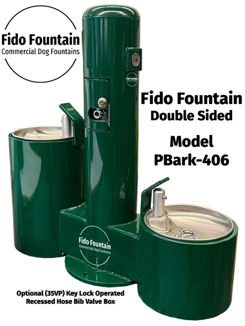 PBark-406 Double Sided Fido Fountain, Dog Drinking Fountain, Pet Drinking Fountain, Pet Waterer