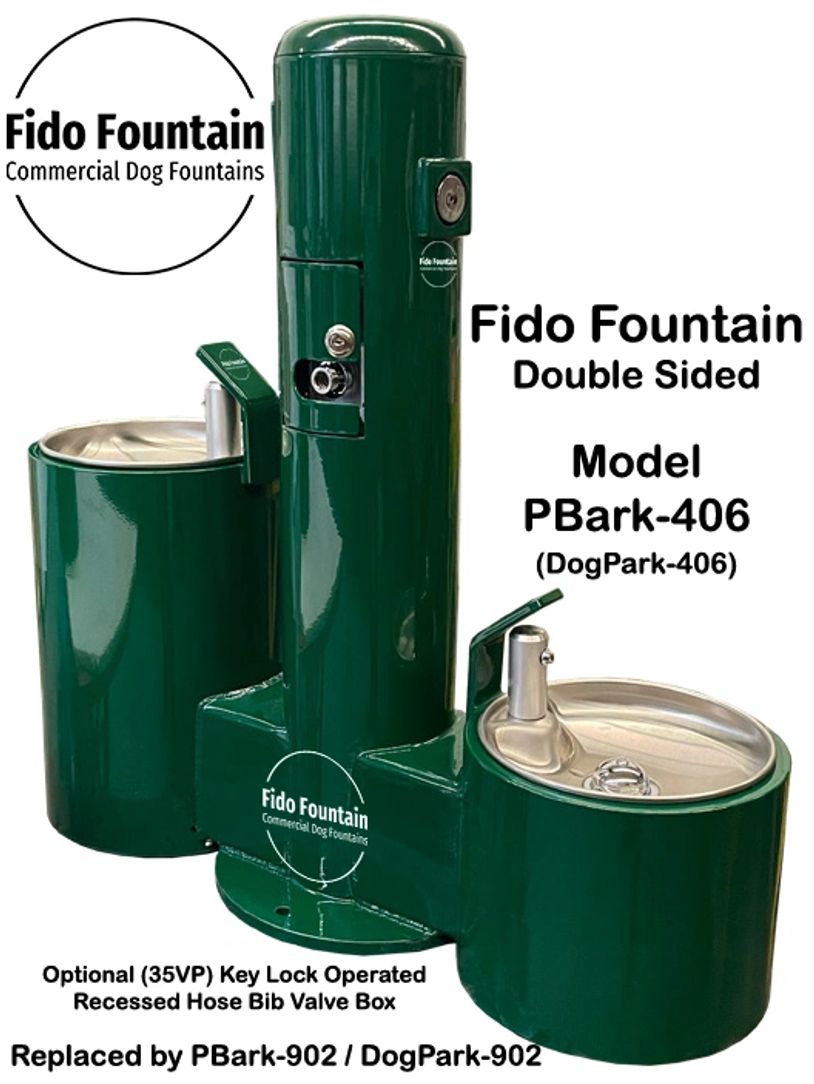 Fido Fountain PBark-406 Double Sided Dog Drinking Fountain, Pet Drinking Fountain, Pet Waterer