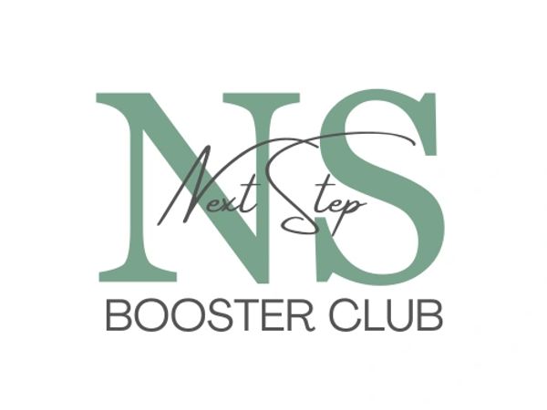 Logo of Next Step Booster Club with elegant typography.