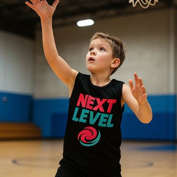 youth basketball player shooting a layup at an open gym