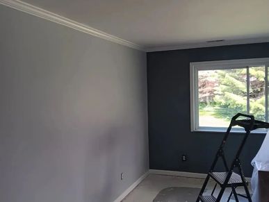 Dry wall install painted living room crown molding macomb township