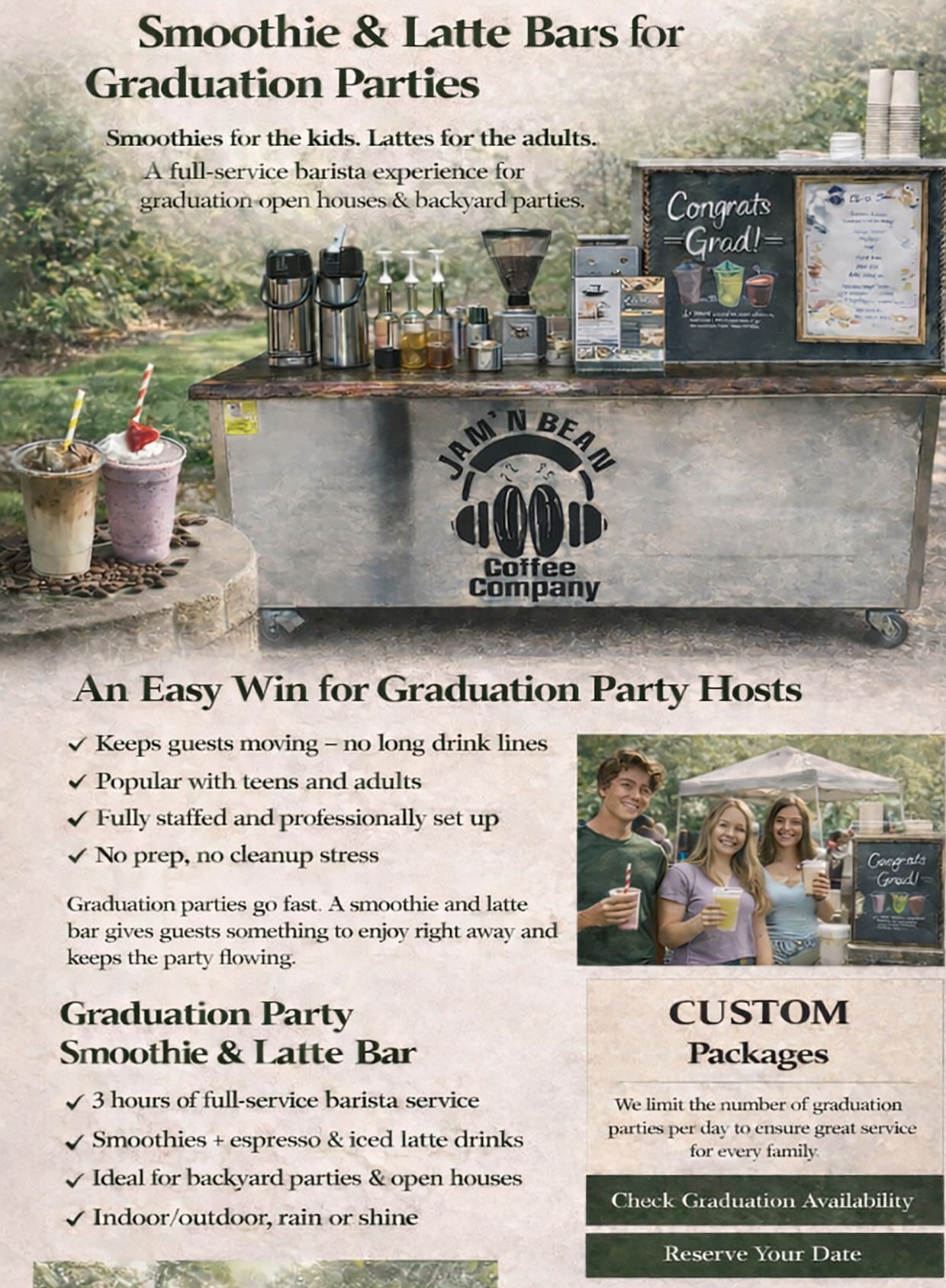 Smoothie and Latte Bar for High School Graduation Parties