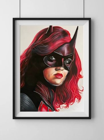 pencil drawing of comic art character Batwoman by Jessica Archer