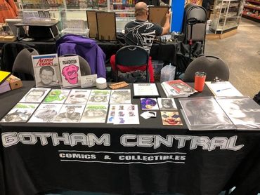 portrait comic artist Jessica archer artworks with new sketch covers at Gotham central comic shop