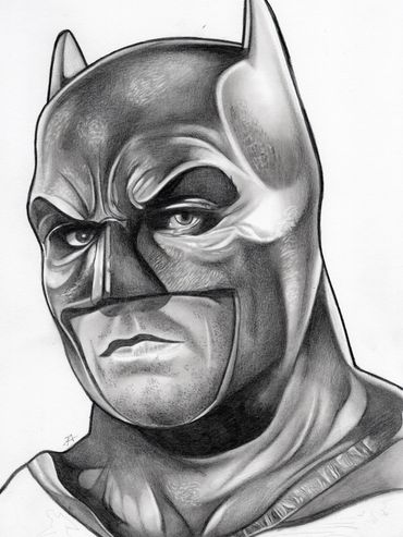 comic art inspired art print of DC comics Batman available for sale drawn by Jessica Archer Artworks
