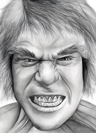 pencil drawing by portrait artist Jessica Archer Artworks of marvel comics the Incredible Hulk 
