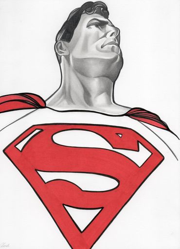 comic art inspired portrait of superman  art by Jessica archer artworks
