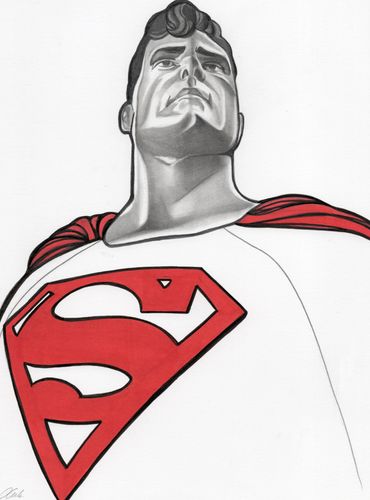 Comic art of DC Comics Superman by portrait artist Jessica Archer Artworks
