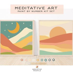 Sun + Moonlight Meditative Art Paint By Number Kit+ Easel