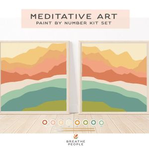 Abstract Zen Peaks Meditative Art Paint By Number Kit+ Easel