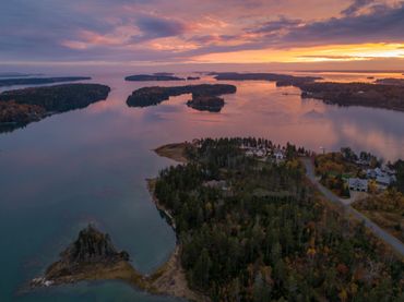 Sunset over the water in midcoast Maine