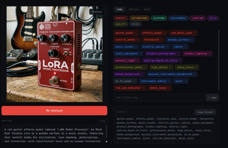 Auto tagging system for custom LORA training