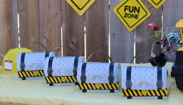 Construction toolbox party favor boxes