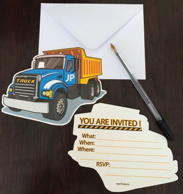 Construction truck party invitation