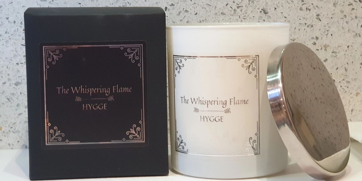 The Whispering Flame Hygge Lavender and Rosemary fragranced candle and diffuser 