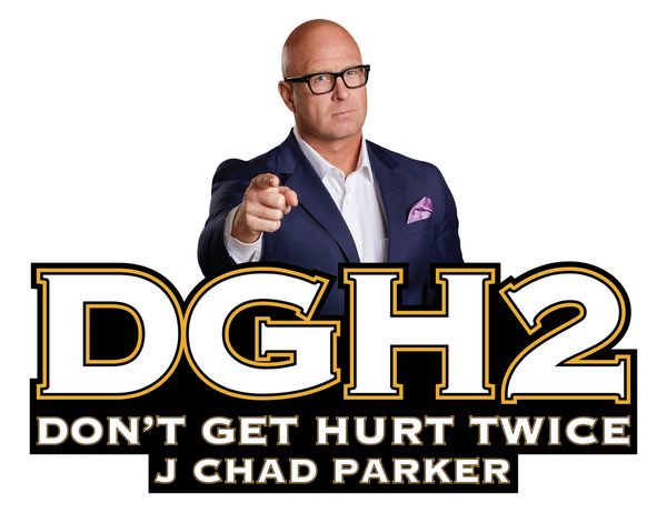 Man in suit pointing with DGH2 logo and text below.