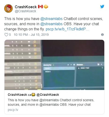 Using Streamlabs Chatbot to control sources and scenes in SLOBS