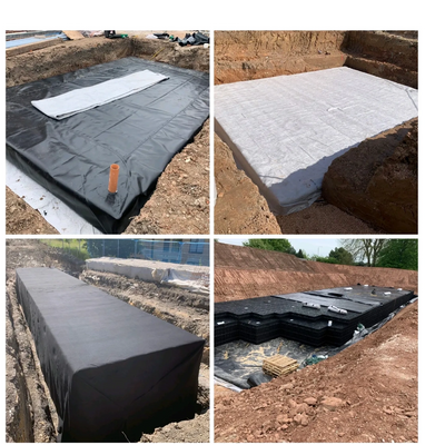 Attenuation tank install. 0.75mm LLDPE