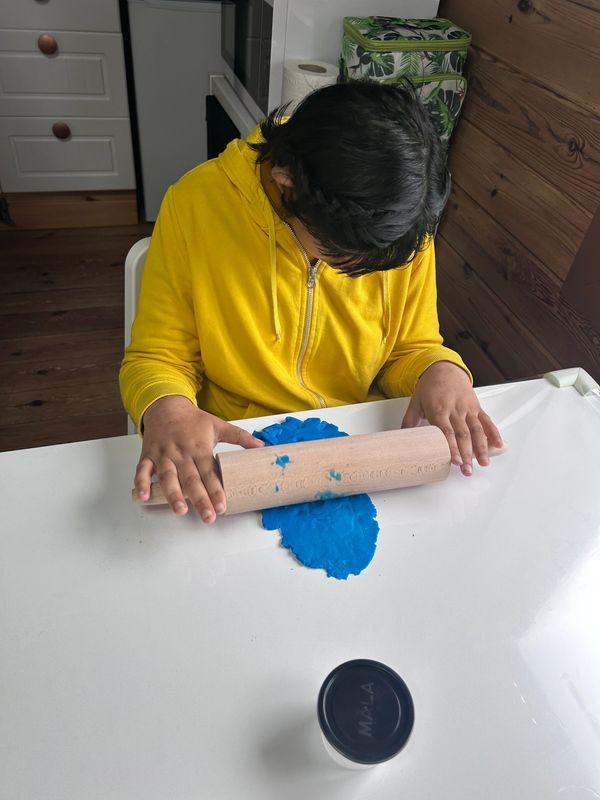 Working hard. 