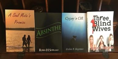 Books by Robin H. Soprano
Absinthe
Three Blind Wives
A Soul Mate’s Promise
Gypsy’s Gift
Fantasy roma