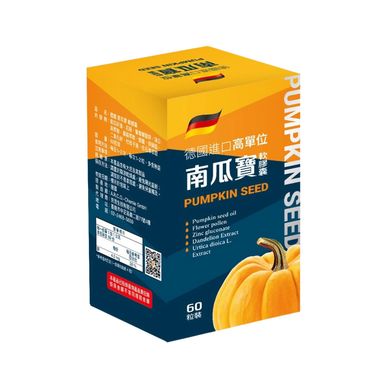 Box of pumpkin seed supplement with Chinese and English text and a pumpkin image.