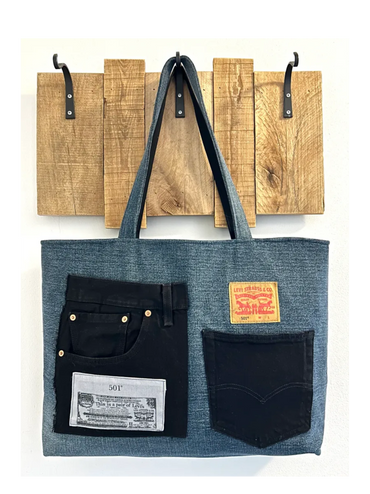 New York City Skyline Denim Upcycled Tote Bag