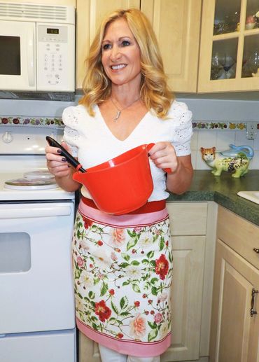 Floral Ribboned Tea Towel Apron
