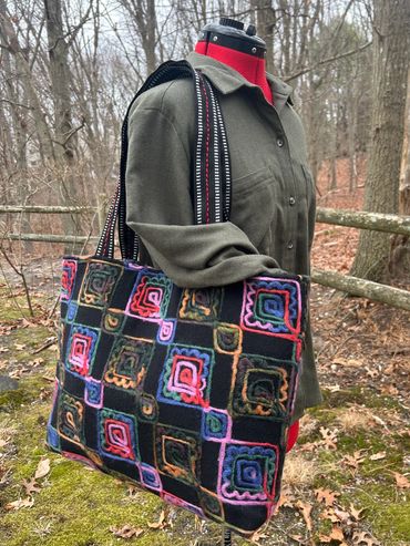 Geometric Multi-Colored Felted Tote Bag
