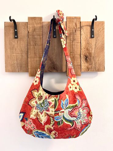 Hobo Bag with Tied Shoulder Strap