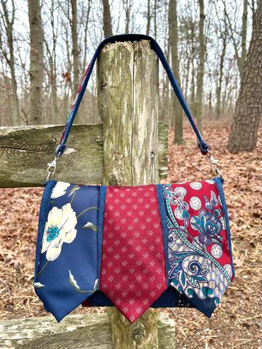Neckties & Denim Upcycled Shoulder Bag